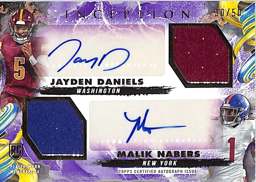 2024 Topps Inception Jayden Daniels Malik Nabers Auto Autograph Rookie RC Patch Jersey /50
