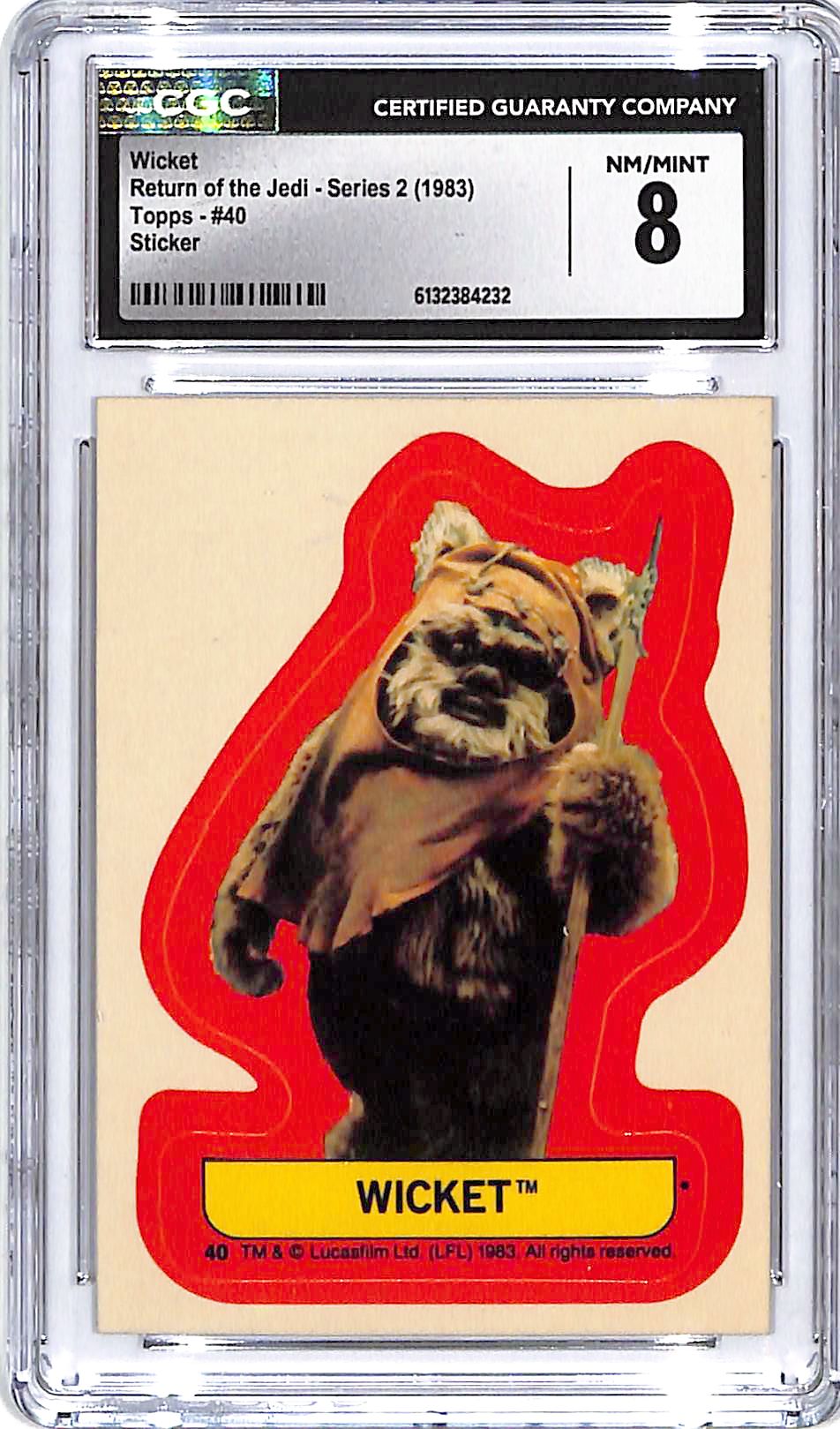 1983 Topps Star Wars Return of the Jedi Series 2 Wicket Sticker #40 CGC 8