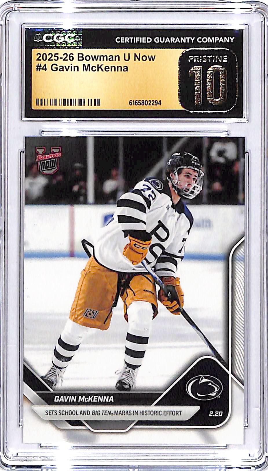 2025-26 Bowman U Now Gavin McKenna Rookie RC #4 CGC 10 Pristine Penn State