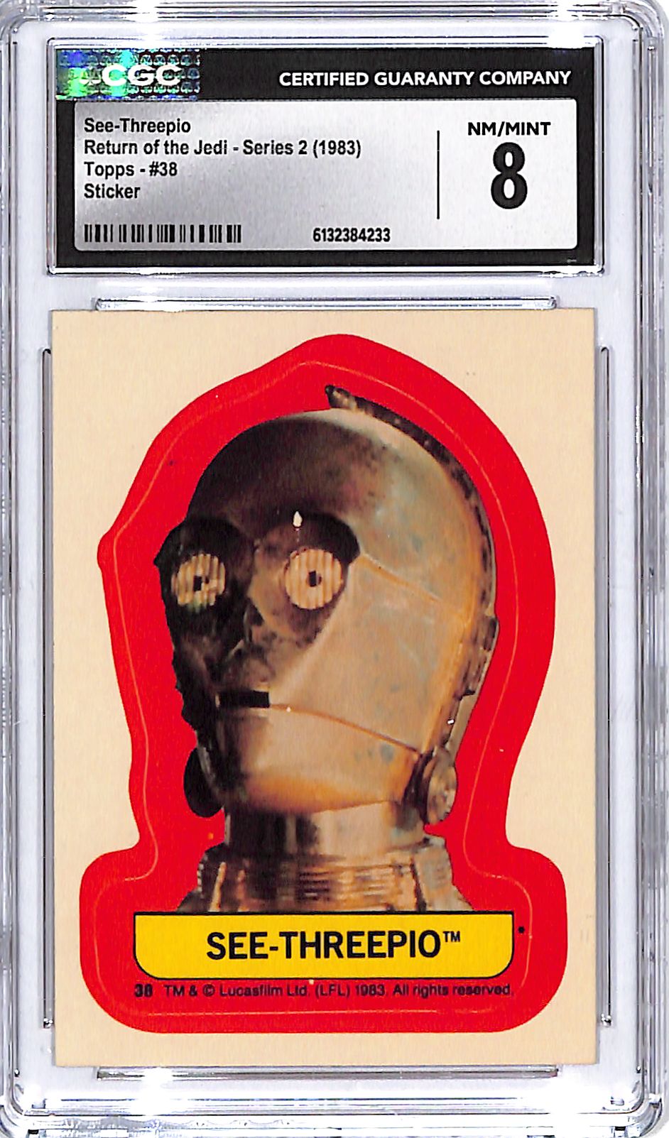 1983 Topps Star Wars Return of the Jedi Series 2 See-Threepio Sticker #38 CGC 8