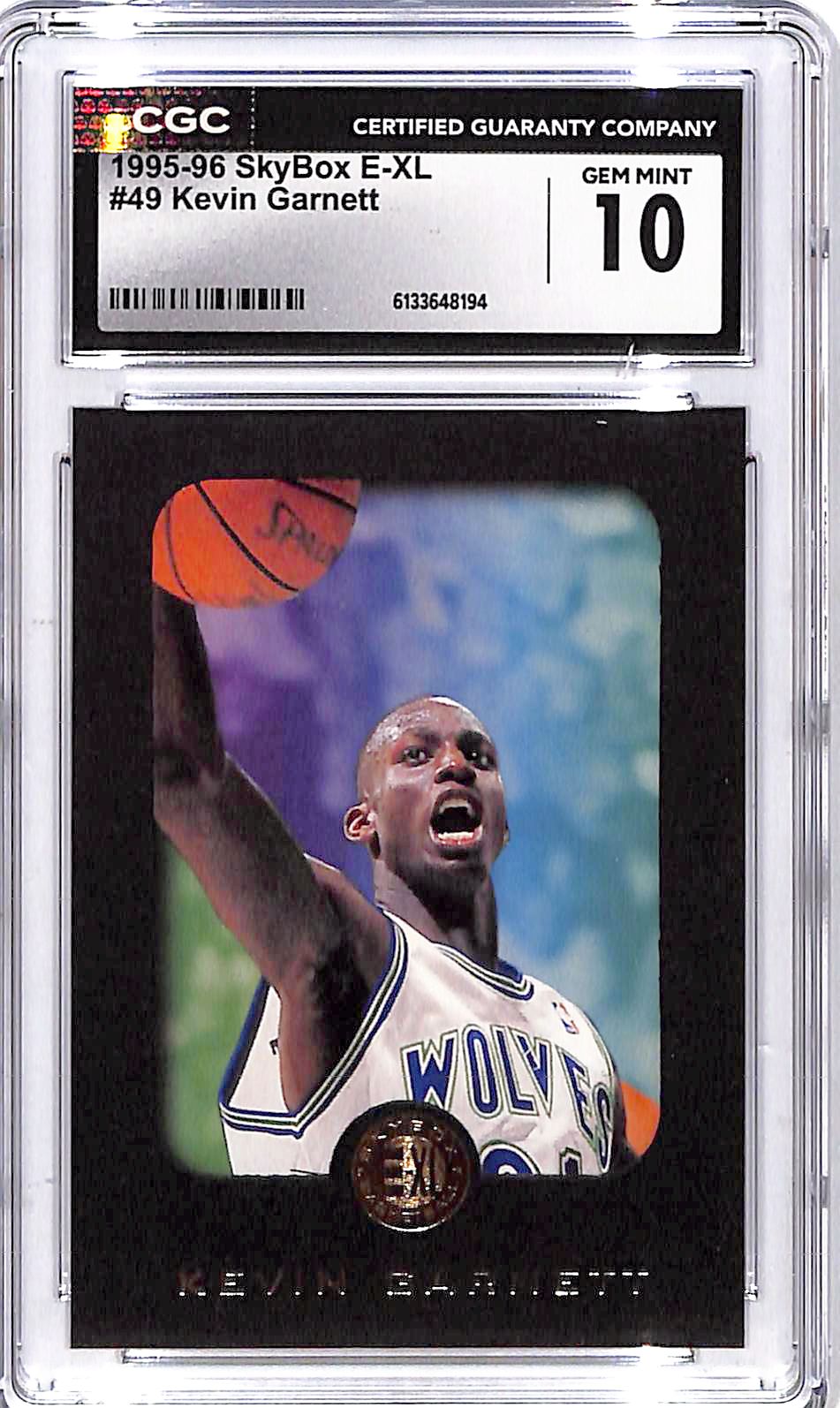 1995-96 Skybox E-XL Kevin Garnett Rookie RC #49 CGC 10 Timberwolves