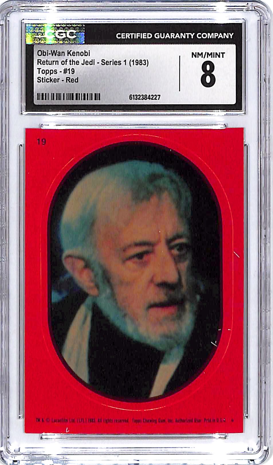 1983 Topps Star Wars Return of the Jedi Obi-Wan Kenobi Sticker Red #19 CGC 8