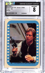 1983 Topps Star Wars Return of the Jedi Series 1 Han Solo Sticker #54 CGC 8