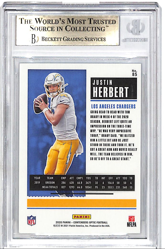 2020 Contenders Optic Justin Herbert Rookie RC #86 BGS 9.5 Chargers