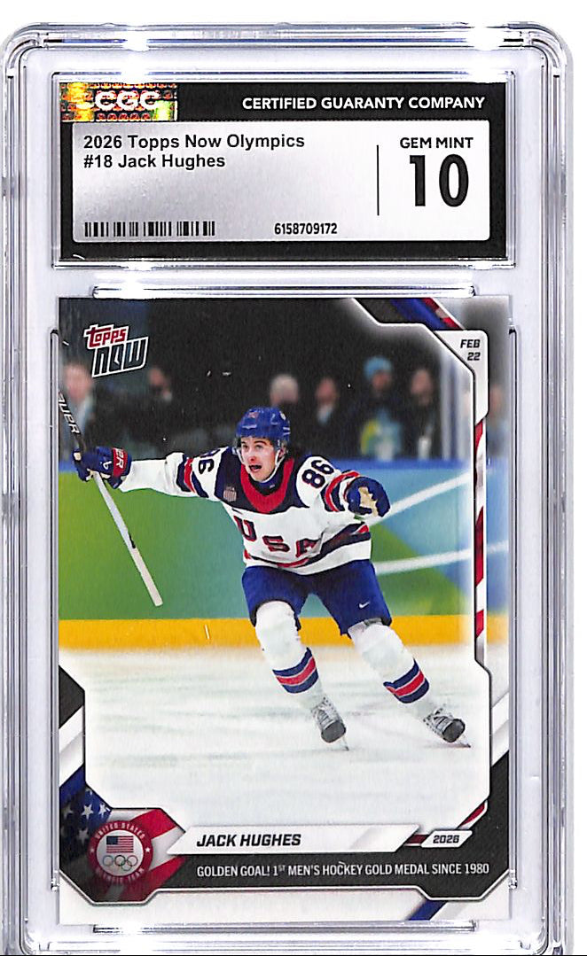 2026 Topps Now Olympics Jack Hughes #18 CGC 10 USA