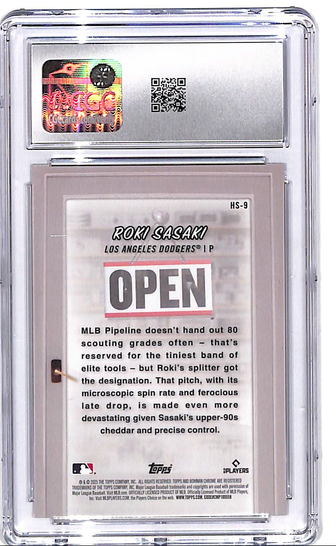 2025 Bowman Chrome Roki Sasaki Hobby Stars Rookie RC CGC 10 Dodgers
