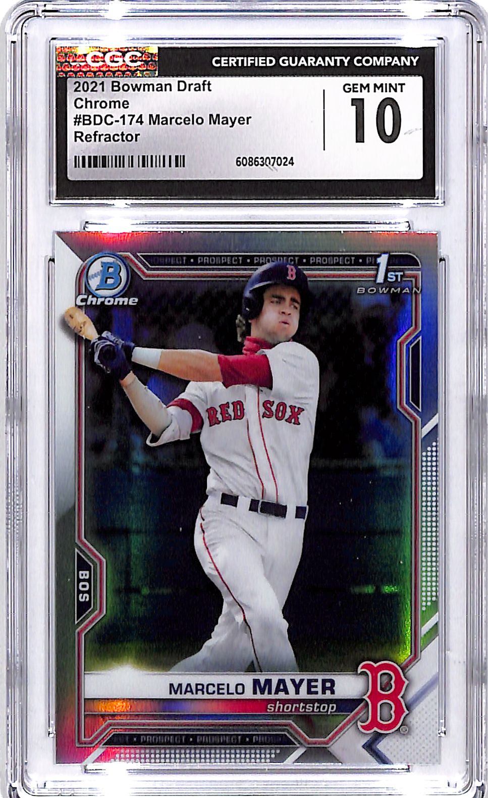 2021 Bowman Chrome Draft Marcelo Mayer Refractor Rookie RC CGC 10 Red Sox