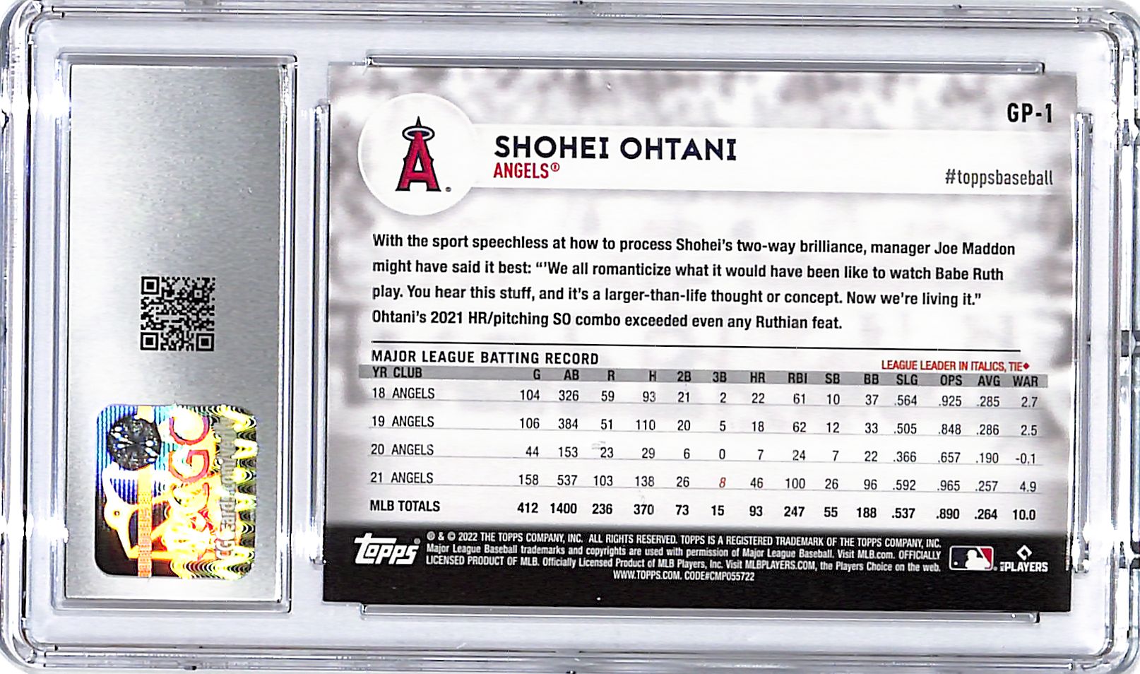 2022 Topps International Trading Card Day Shohei Ohtani CGC 10 Angels