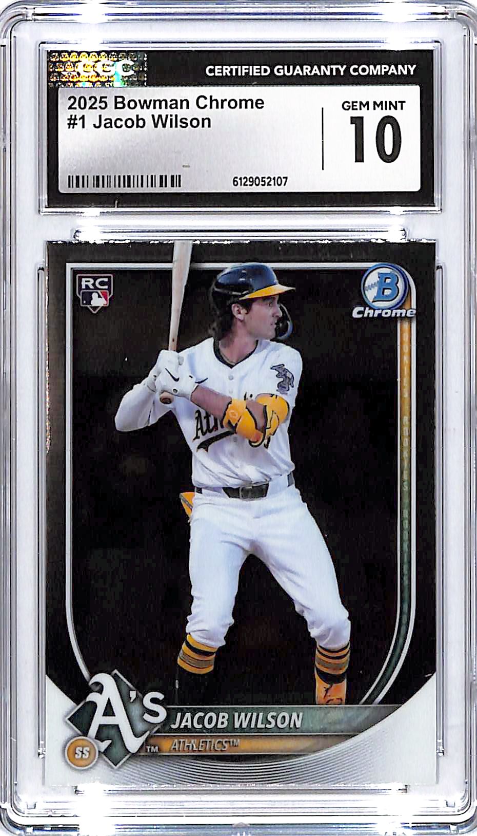 2025 Bowman Chrome Jacob Wilson Rookie RC #1 CGC 10 Athletics