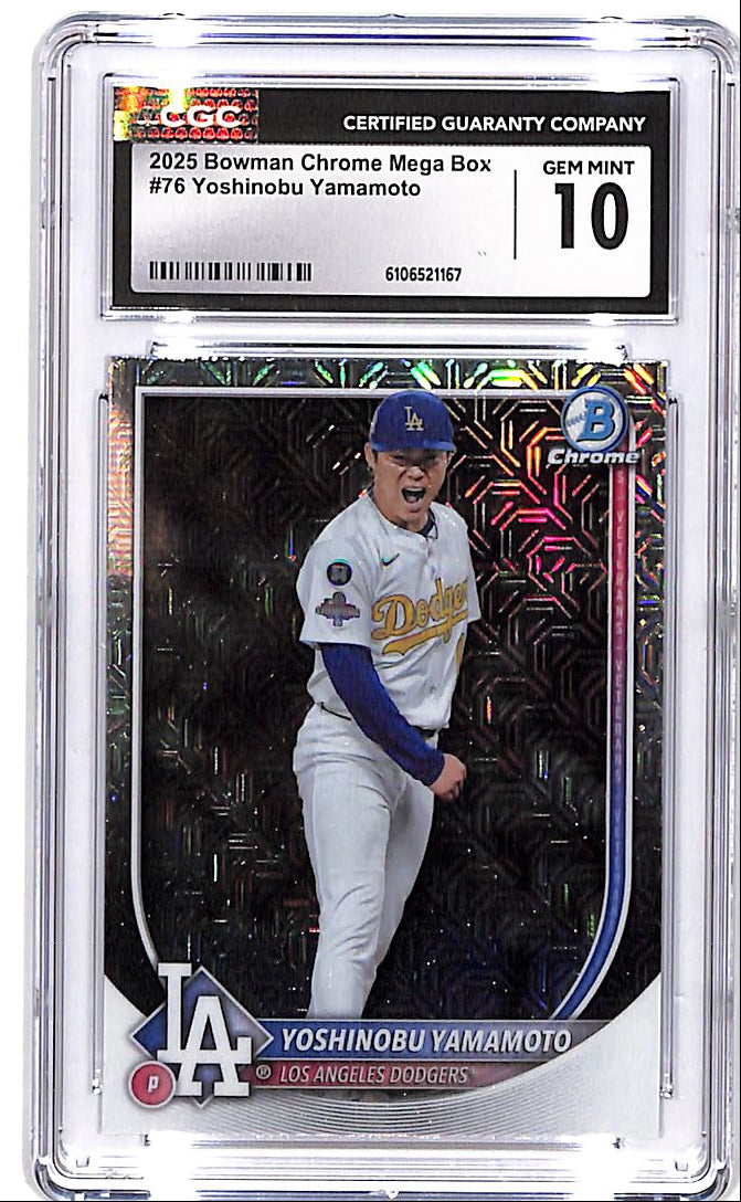 2025 Bowman Chrome Yohsinobu Yamamoto Mega Box Mojo Refractor CGC 10 Dodgers