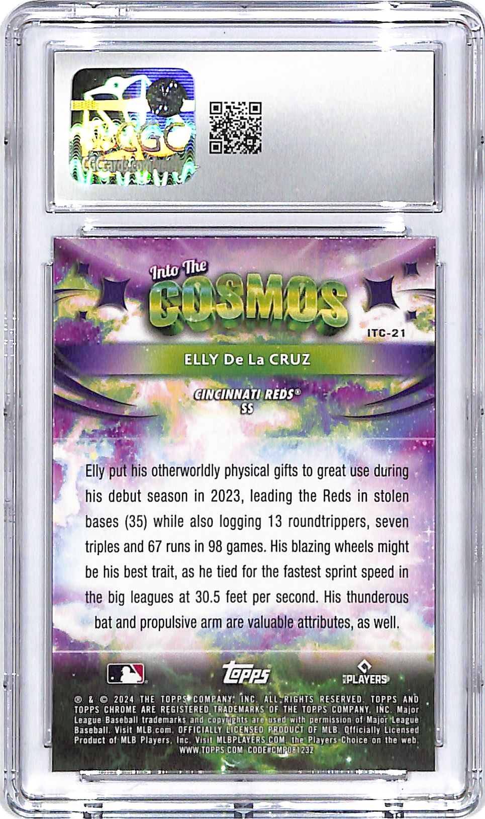 2024 Topps Chrome Cosmic Elly De La Cruz Into the Cosmos Rookie RC CGC 10 Reds