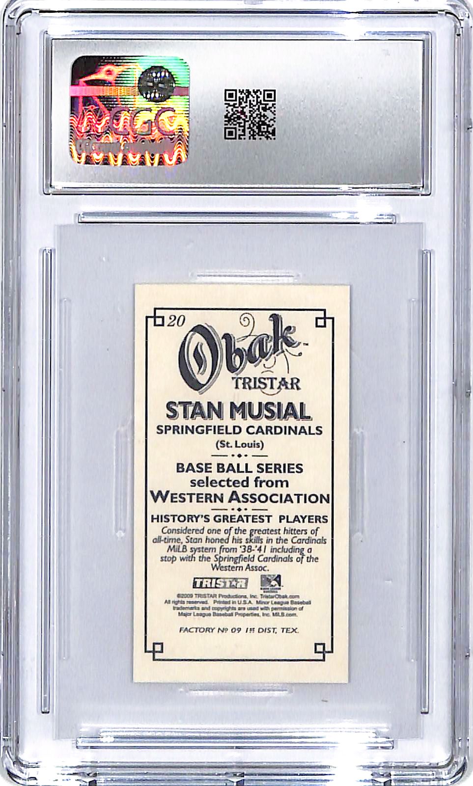 2009 Tristar Obak Stan Musial Mini T212 CGC 9.5 Cardinals