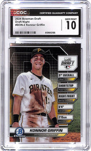 2024 Bowman Chrome Draft Konnor Griffin Draft Night Rookie RC CGC 10 Pirates