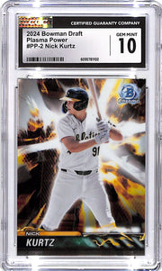 2024 Bowman Chrome Draft Nick Kurtz Plasma Power Rookie RC CGC 10 Athletics