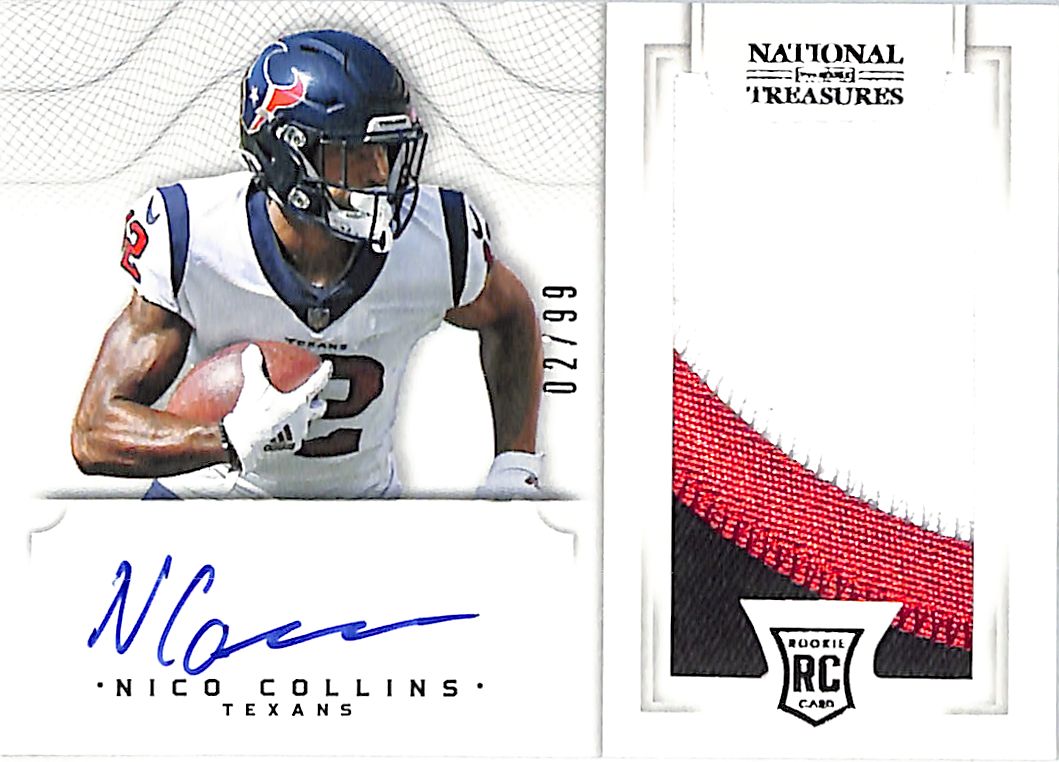 2021 National Treasures Nico Collins Auto Autograph Rookie RC Patch Jersey /99 Texans