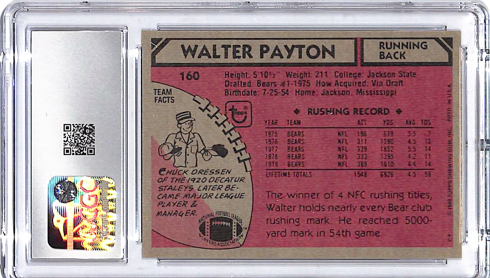 1980 Topps Walter Payton All Pro #160 CGC 8 Bears