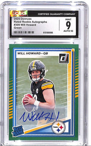2025 Donruss Will Howard Auto Autograph Rated Rookie Green CGC 9 Steelers