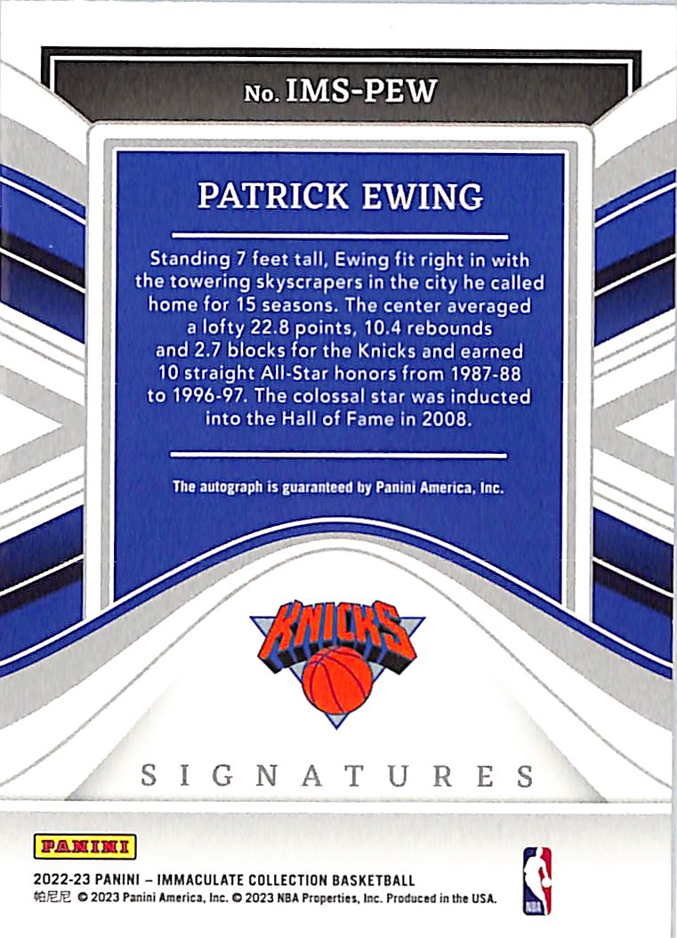 2022-23 Immaculate Collections Patrick Ewing Auto Autograph /25 Knicks