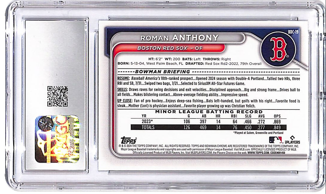 2024 Bowman Chrome Draft Roman Anthony Rookie RC CGC 10 Red Sox
