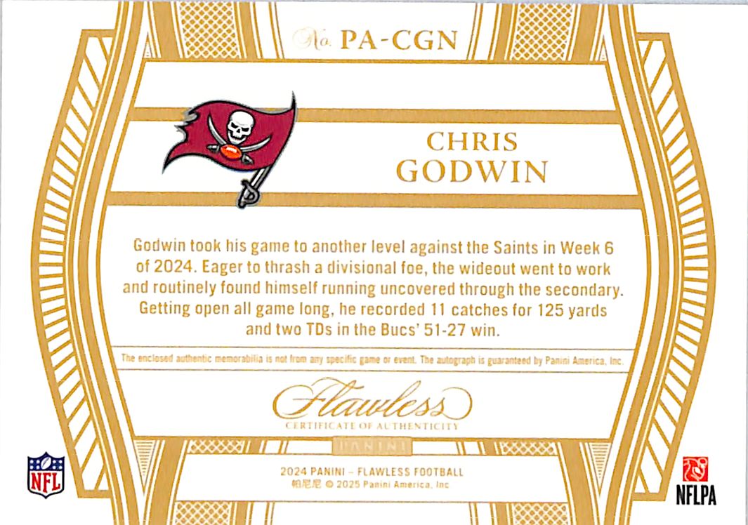 2024 Flawless Chris Godwin Auto Autograph Patch Jersey /15 Buccaneers