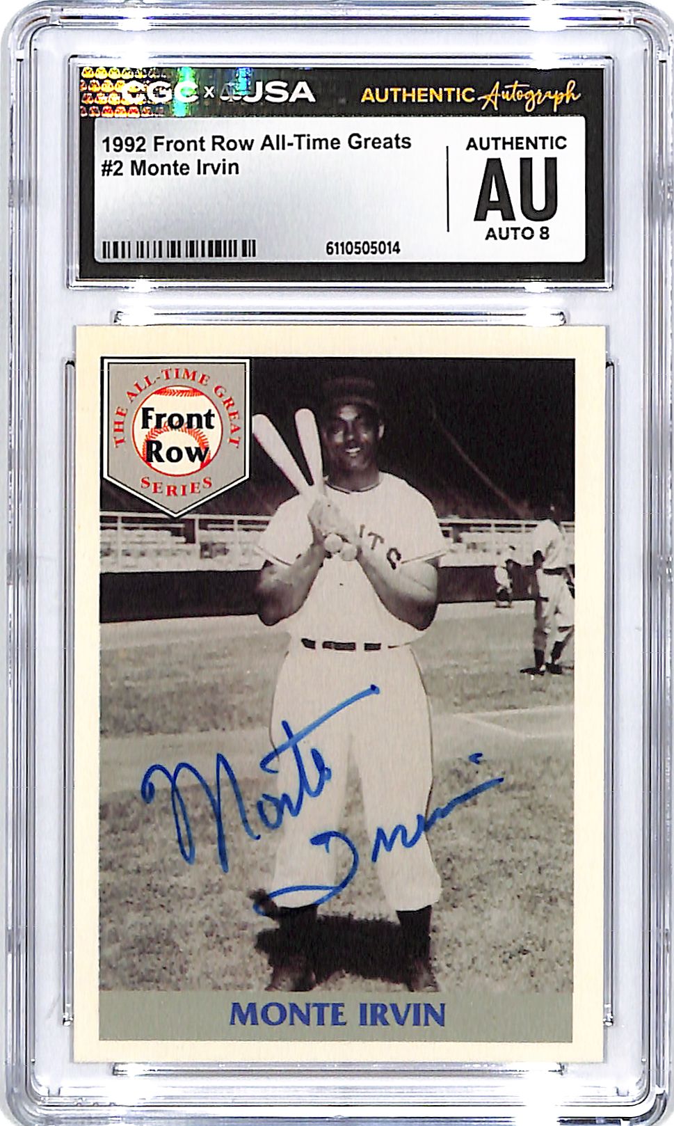 1992 Front Row All Time Greats Monte Irvin Auto Autograph CGC Authentic