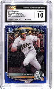 2025 Bowman Chrome Nick Kurtz Rookie RC Blue Shimmer Refractor /150 CGC 10 Athletics