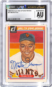 1983 Donruss Hall of Fame Heroes Monte Irvin Auto Autograph CGC Authentic