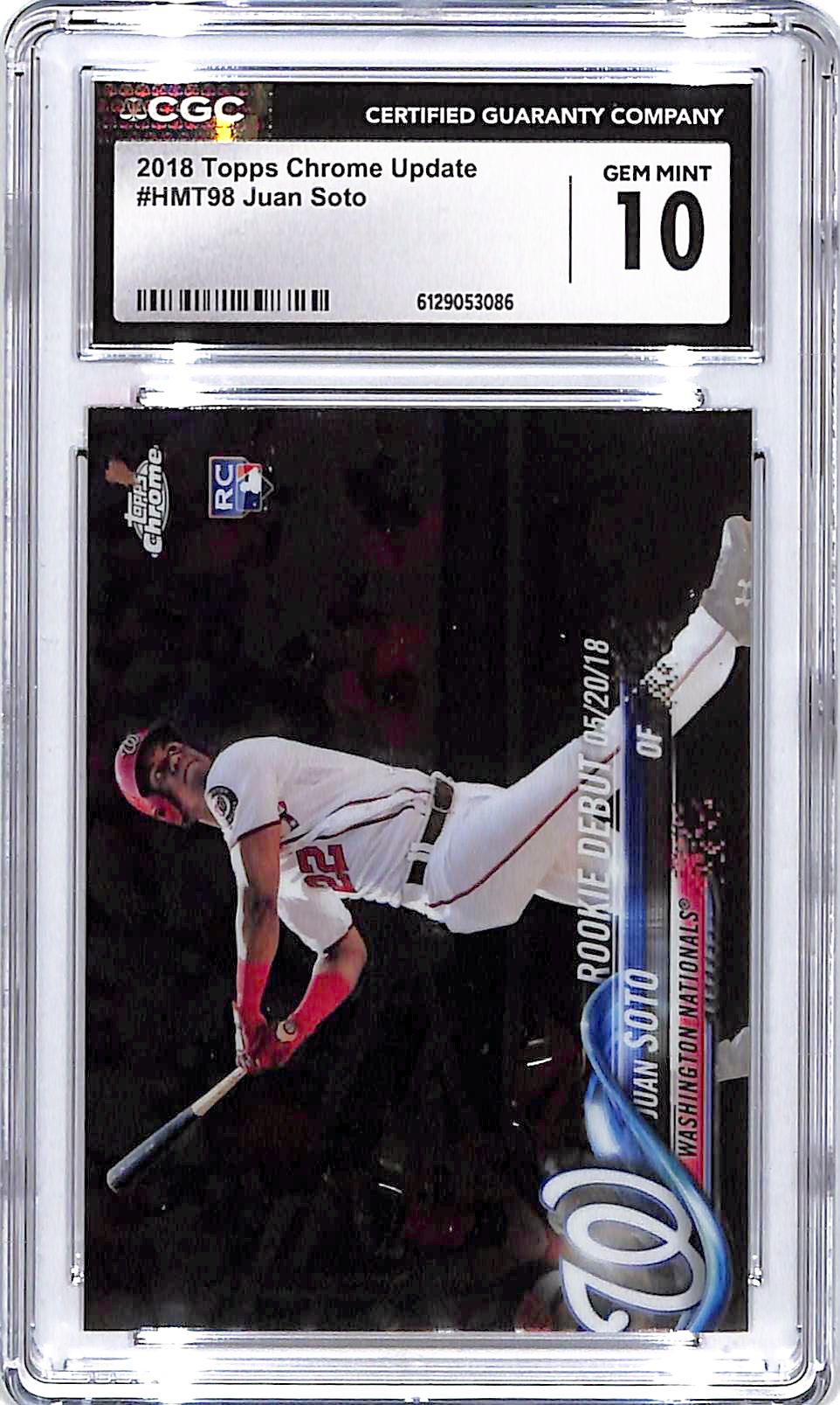 2018 Topps Chrome Update Juan Soto Rookie RC GMT98 CGC 10 Nationals