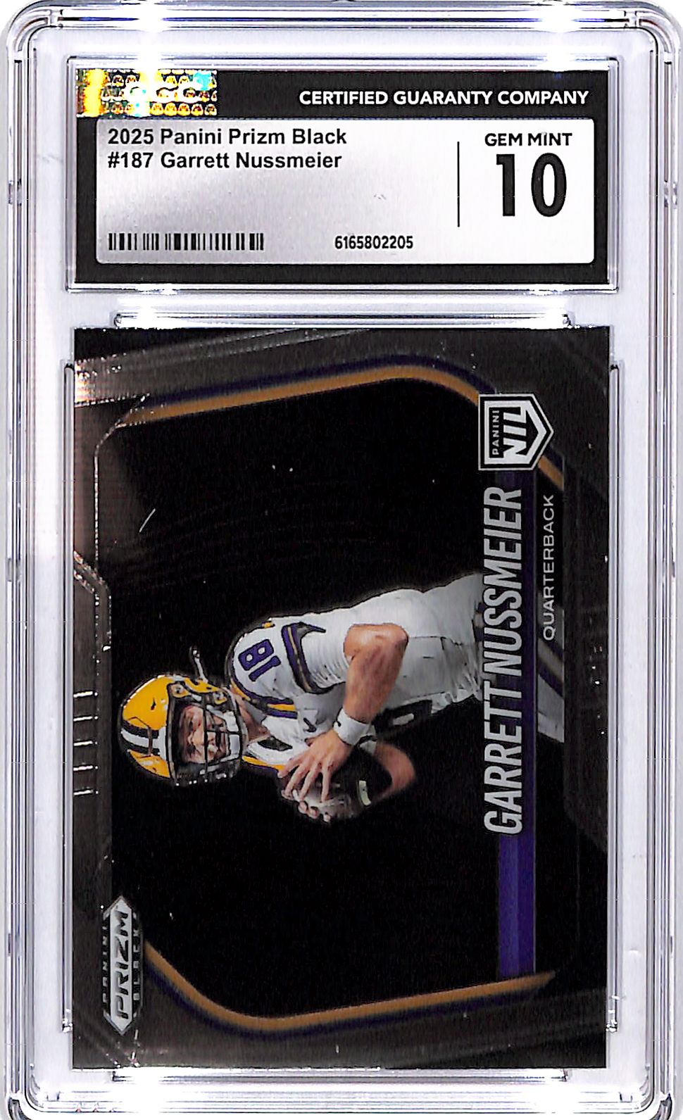 2025 Prizm Black Garrett Nussmeier Rookie RC #187 CGC 10 LSU