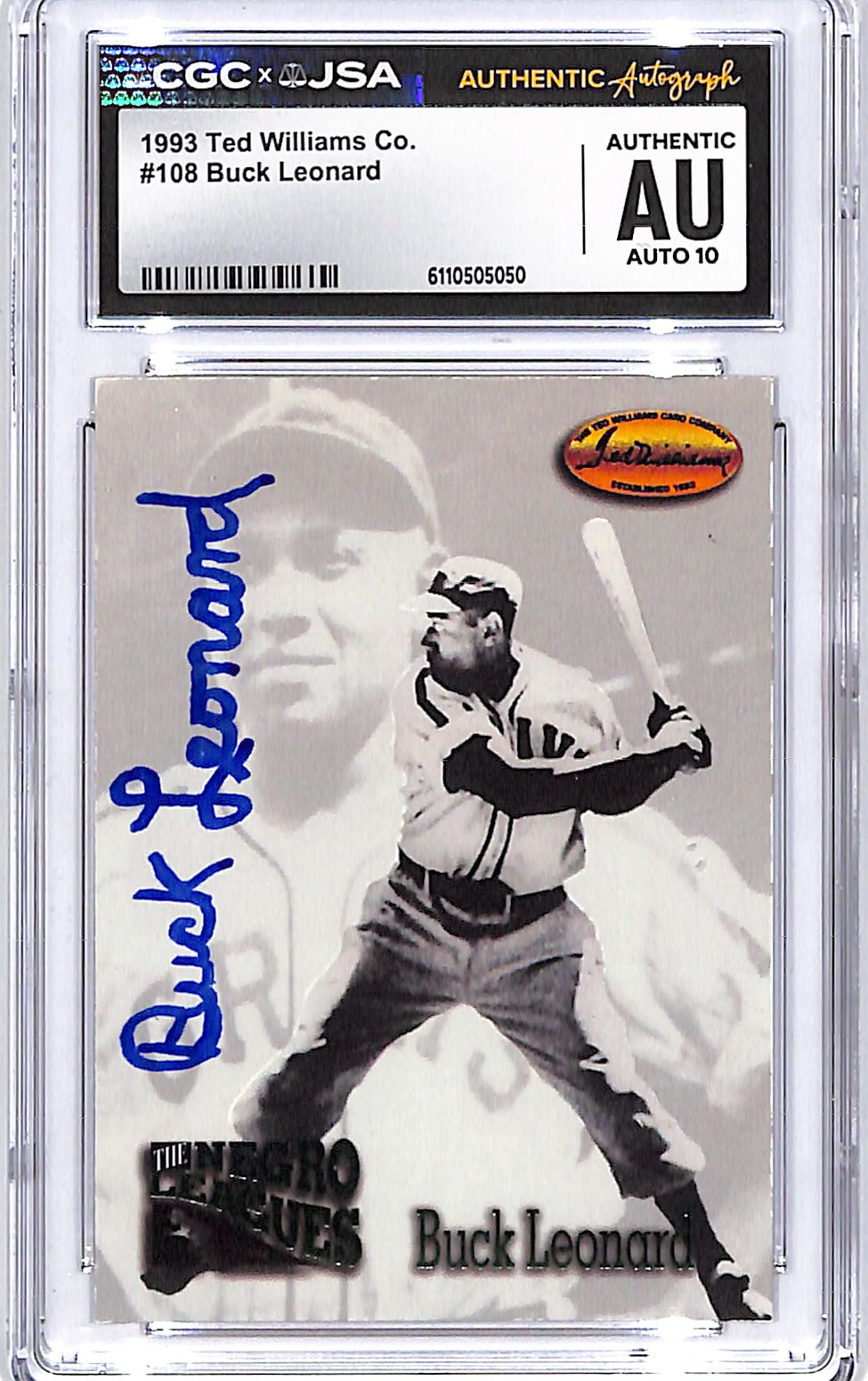 1993 Ted Williams Collection Buck leonard Auto Autograph CGC Authentic