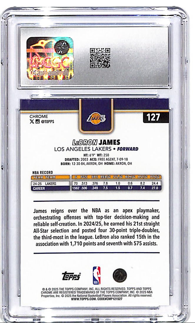 2025-26 Topps Chrome LeBron James #127 CGC 9.5 Lakers