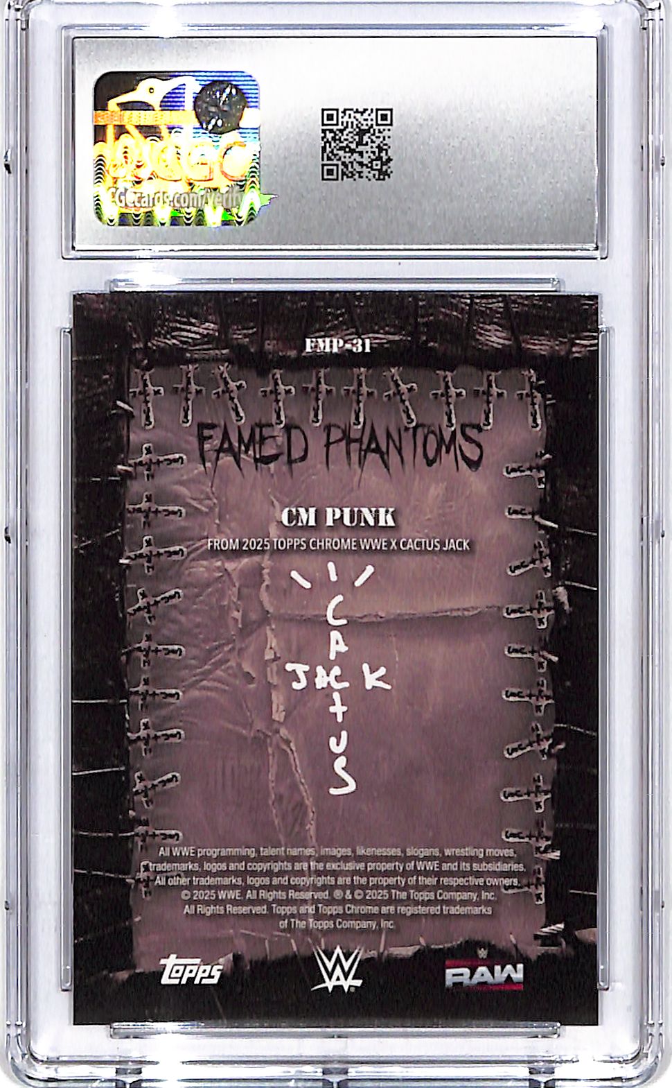 2025 Topps Chrome WWE Cactus Jack CM Punk Famed Phantoms CGC 10