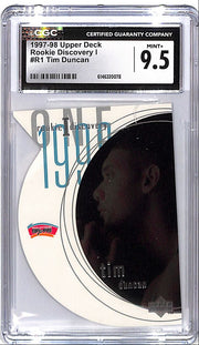 1997-98 Upper Deck Tim Duncan Rookie Discovery 1 CGC 9.5 Spurs