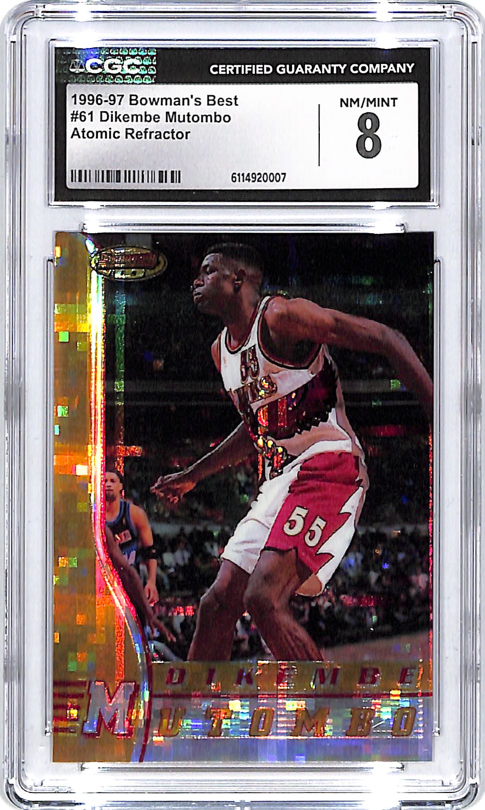 1996-97 Bowmans Best Dikembe Mutombo Atomic Refractor CGC 8