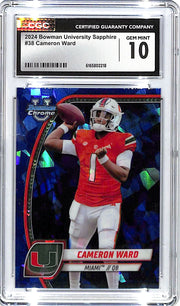 2024 Bowman Chrome University Sapphire Cameron Ward Rookie RC #38 CGC 10 Maimi