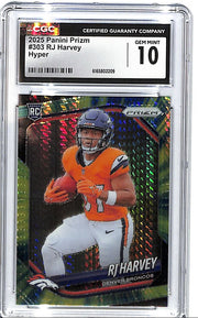2025 Prizm RJ Harvey Rookie RC Hyper /200 CGC 10 Broncos