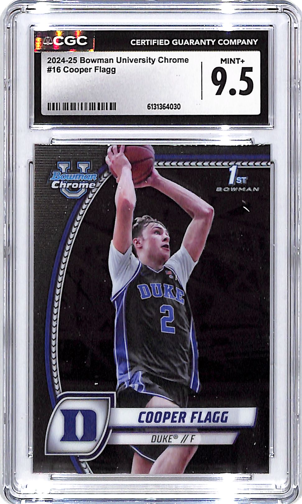 2024-25 Bowman Chrome University Cooper Flagg Rookie RC #16 CGC 9.5 Duke