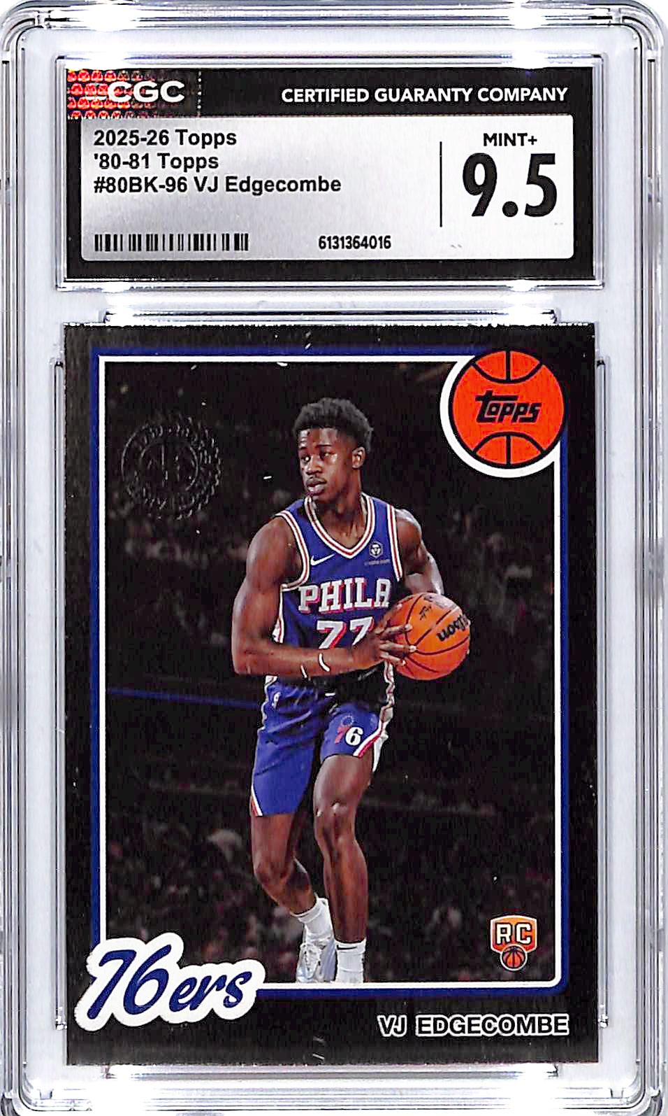 2025-26 Topps VJ Edgecombe Throwback Rookie RC CGC 9.5 76ers