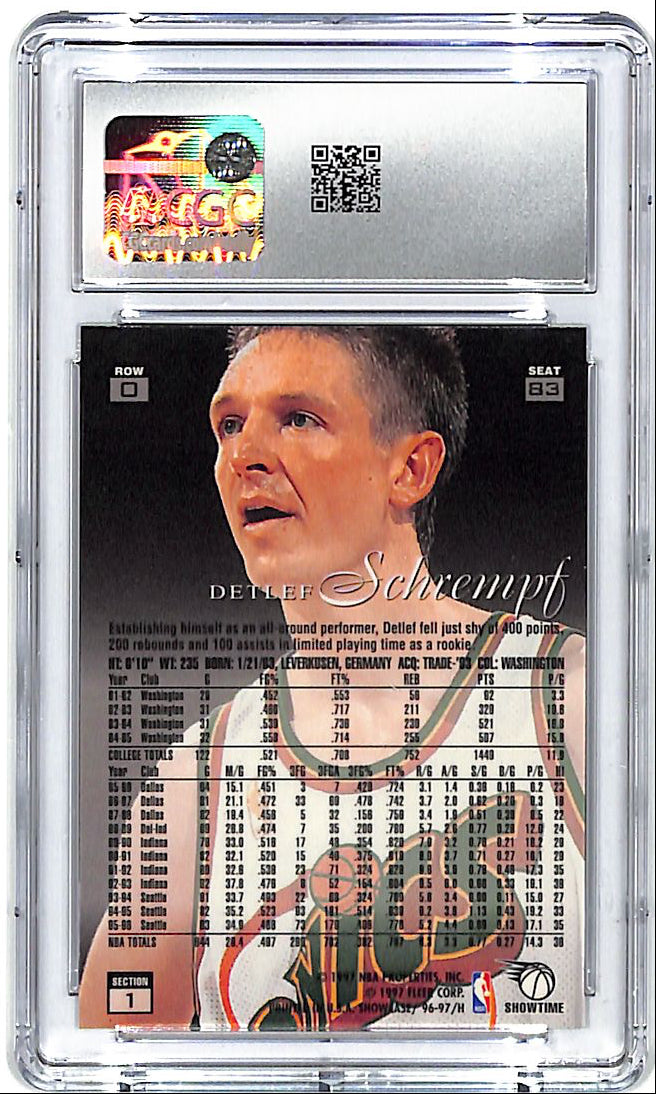 1996-97 Flair Showcase Detlef Schrempf Row 0 #83 CGC 9.5 Supersonics