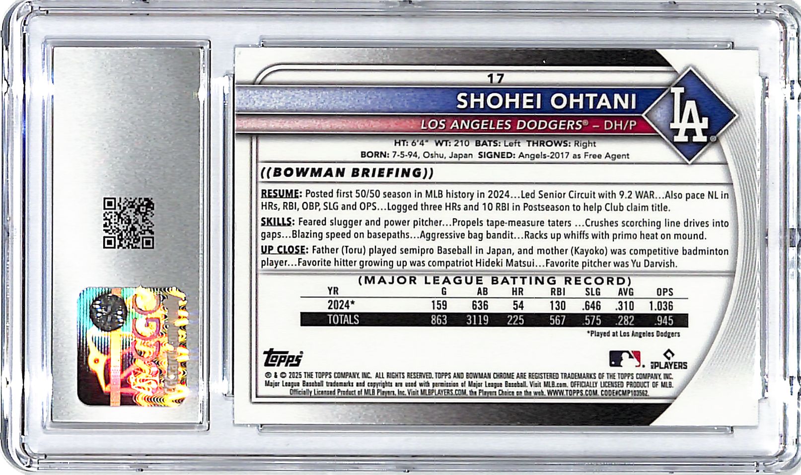 2025 Bowman Chrome Shohei Ohtani Mega Box Mojo Refractor CGC 9 Dodgers