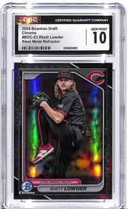 2024 Bowman Draft Chrome Rhett Lowder Steel Metal Refractor /100 CGC 10 Reds