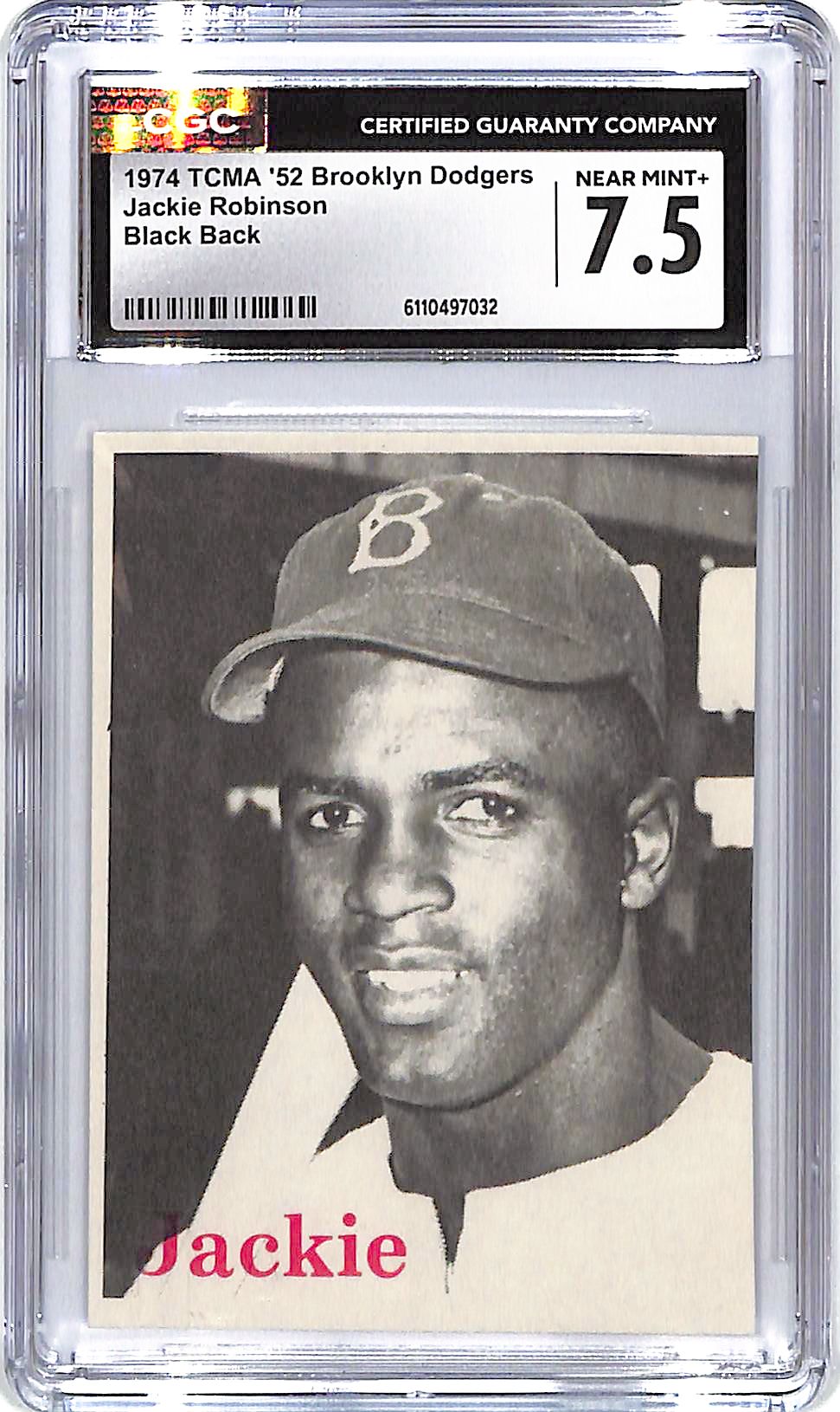 1974 TCMA 52 Brooklyn Dodgers Jackie Robinson Black Back CGC 7.5