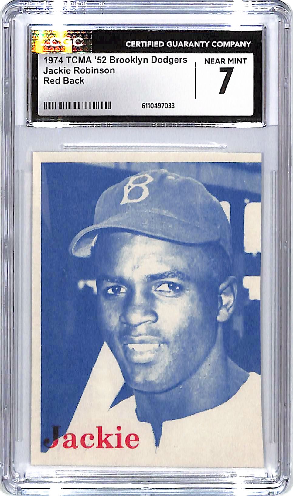 1974 TCMA 52 Brooklyn Dodgers Jackie Robinson Red Back CGC 7