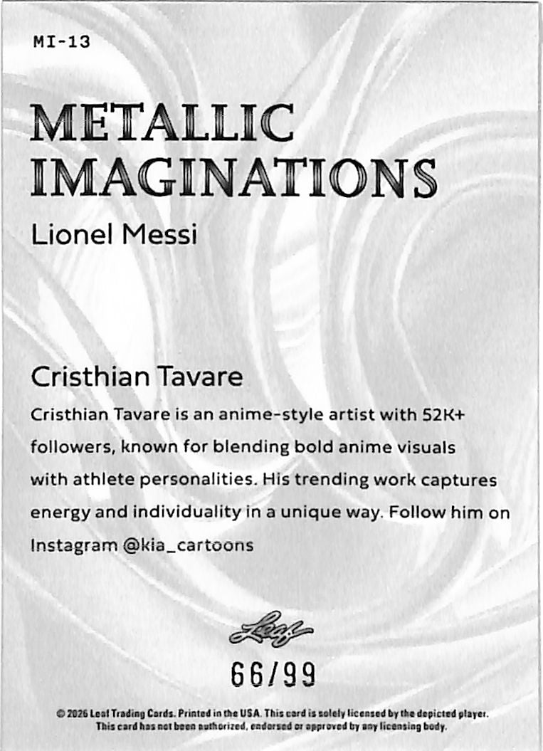 2026 Leaf Metallic Imaginations Lionel Messi #13 Gold /99 Argentina