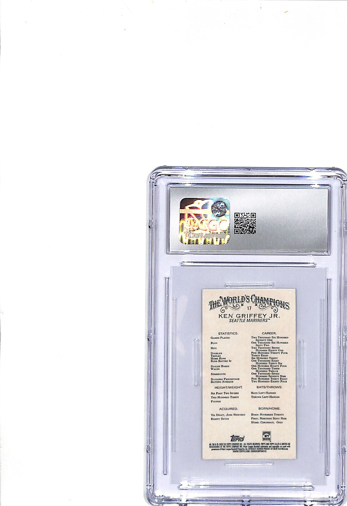 2020 Topps Allen and Ginter Ken Griffey Jr Mini Black CGC 9.5 Mariners