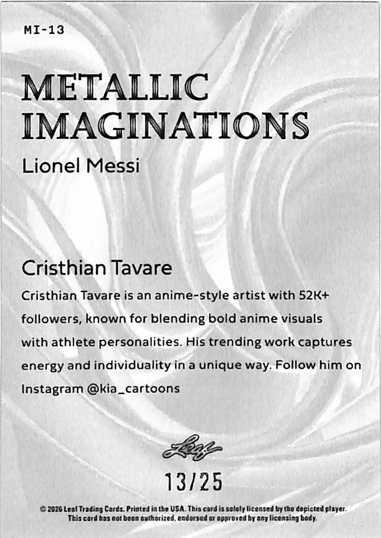 2026 Leaf Metallic Imaginations Lionel Messi #13 Green /25 Argentina