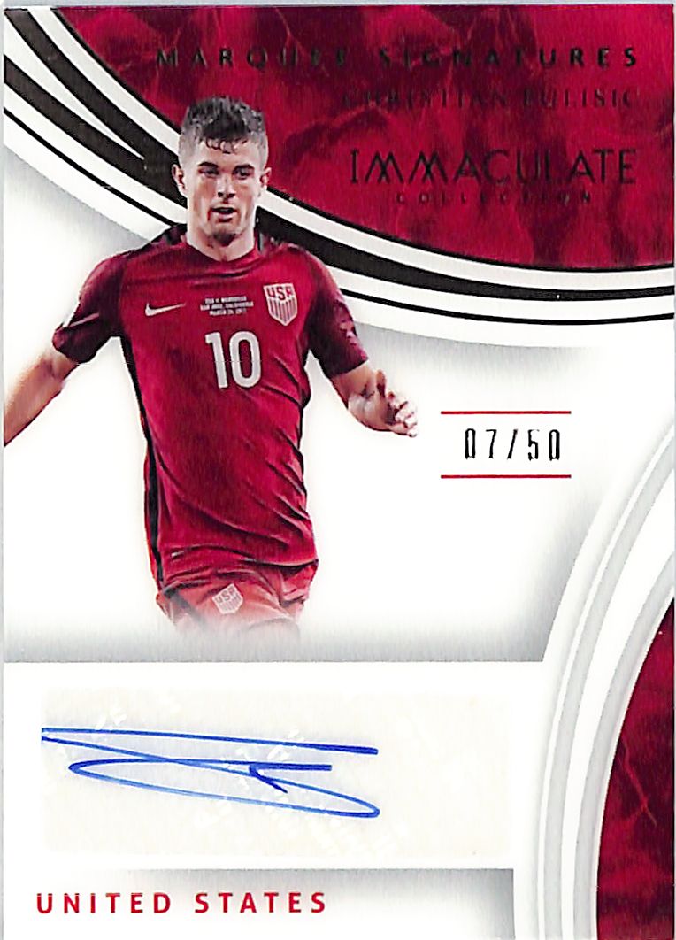 2017 Immaculate Collection Soccer Christian Pulisic Auto Autograph Marquee /50 USA
