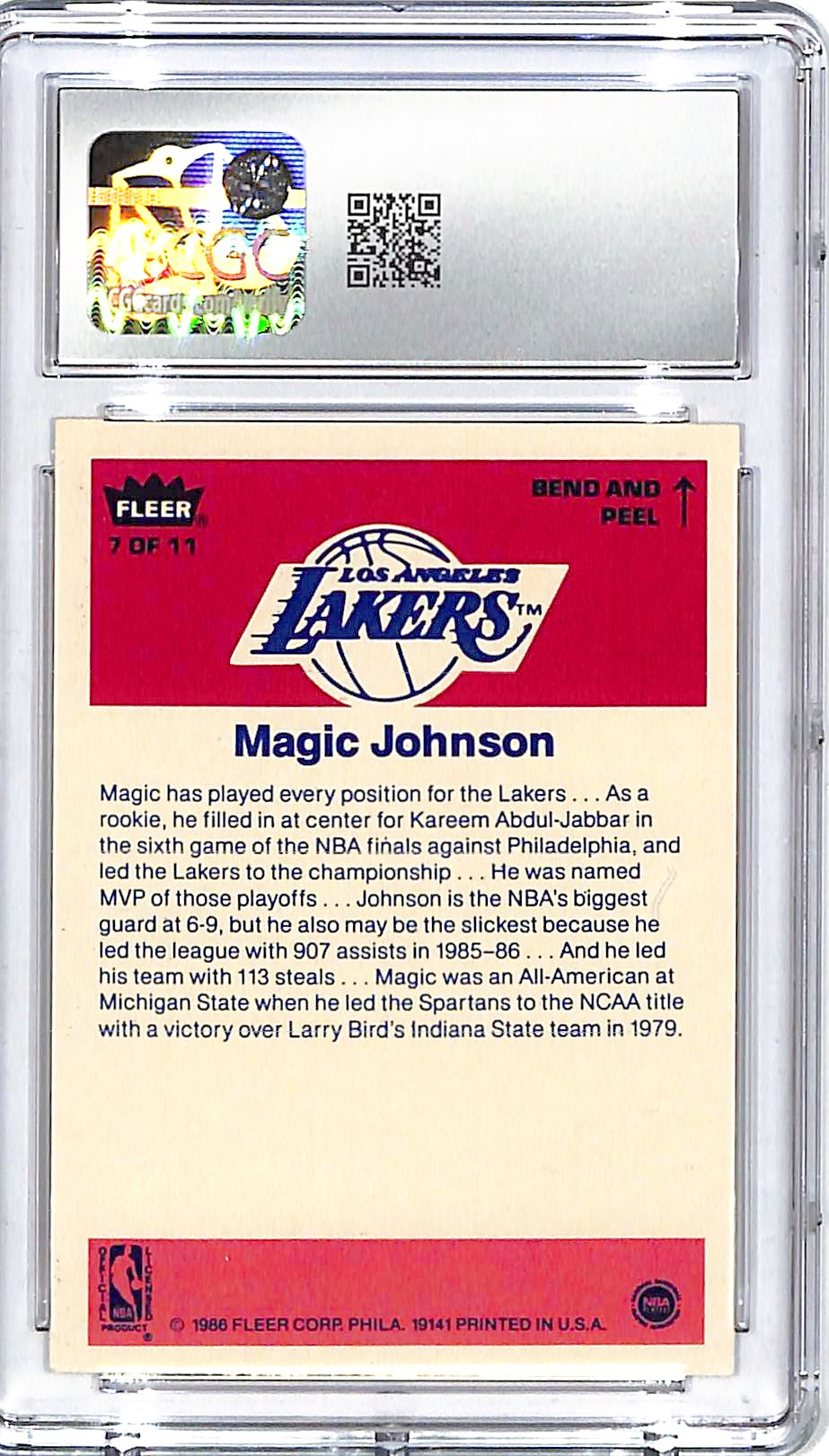 1986-87 Fleer Stickers Magic Johnson #7 CGC 7.5 Lakers