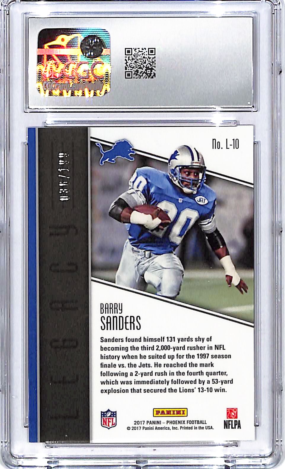 2017 Phoenix Barry Sanders Legacy Pink /199 CGC 9.5 Lions