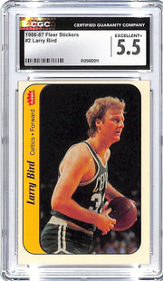 1986-87 Fleer Stickers Larry Bird #2 CGC 5.5 Celtics